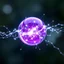 Placeholder: orb with a light network in white, the orb is filled with a purple liquid and it looks like some electron are living a white trail, it looks like a netowkr with 8 interactions. The orb should be centered in the image and nothing else around,the image is in format 1:1.