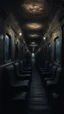 Placeholder: a sleepless night inside a dark train in a delusional state haunted by ghostly images, paint it in the baroque style, as if the man is horrified