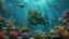 Placeholder: hyperrealistic 4k, sea from the movie aquaman, a lot of plants, and creature, sea animal, underwater