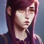 Placeholder: Portrait of a pretty 10 year old warlock girl with brown hair with bangs and blue eyes