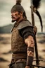 Placeholder: Close-up of a warrior the 1200s and a Mongol warriors portrait , strong athletic build cinematographic photo