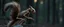Placeholder: radiant ninja wooden werewolf squirrel Skeleton with fluffy fur, motion blur background dark forest