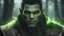 Placeholder: Photoreal close-up of menacing green-skin half-orc warlock warrior in intricate tunic with lightning eyes bursting in the misty forest at night forgotten realms fantasy style by lee jeffries, otherworldly creature, in the style of fantasy movies, photorealistic, bokeh masterpiece smooth shading, ultra detailed, high resolution, cinematic, unreal 6, subtle shadows, octane render, 8k, cinema 4d, HDR, dust effect, vivid colors