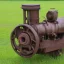 Placeholder: Old single cylinder engine rusty big size single brown