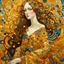 Placeholder: 🔥 PROMPT: A stunning painting in the style of Gustav Klimt depicting a woman with long hair in a full-body portrait. The artwork features golden circles and swirls, a shimmering gold leaf background, and rich, detailed colors. This intricate piece exemplifies the Art Deco movement with its masterful design and vibrant elements.