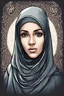 Placeholder: Get ready for a Spiritual Islamic ambiancehand-drawn illustration of ramadan A veiled Muslim girl wearing an Islamic niqab,The artwork is easy to remove from the background and is suitable for t-shirt design