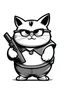 Placeholder: create a logo of cute fat tomcat with glasses carrying gun in its hands. logo must be transparent with no colors. don't include full body
