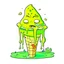 Placeholder: Cartoon illustration: smelly swamp ice cream, white background, no eyes