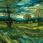 Placeholder: A green plain filled with trees painted by Vincent van Gogh