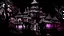 Placeholder: A dark magenta chateau covered in shadows designed in Javanese shadow puppets