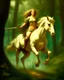 Placeholder: A centaur majestically galloping through the dense forest in the style of Camilla d'errica, fantastical landscape, soft strokes , mythology portrait, classic painting