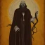 Placeholder: Picture of Cthulhu with white skin and a beard made of fleshy tentacles as a Russian Orthodox nosferatu vampire with yellow eyes and vampire fangs