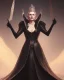 Placeholder: old evil queen in black leather gown, volouptous, busty, cleavage, angry, emperious, 8k resolution concept art portrait by Greg Rutkowski,