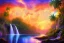 Placeholder: island waterfall palms twigs spring sunset rainbow bridge birds