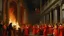 Placeholder: A red district with fiery torches painted by Giovanni Battista Sassi