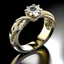 Placeholder: infinity design ring with past present and future diamonds in center set in two tone gold