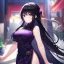 Placeholder: Clear focus,High resolution, Black long fluffy hair, and purple eyes, wearing a chinese dress, cute