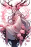 Placeholder: Pink hair spring cherry blossom Eladrin Male antlers blossom filled beard druid of the stars