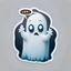 Placeholder: Lindo fantasma con el pulgar hacia abajo, diciendo "BOO", sticker, fondo blanco, caricatura