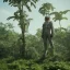 Placeholder: Astronaut standing on an unknown jungle planet
