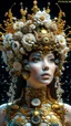 Placeholder: Faire. little fusion pojatti realistic steampunk, fractal isometrics details bioluminescens : a stunning realistic photograph italian character beautiful awesome with big white flowers tiara of wet bone structure, 3d render, octane render, intricately detailed, titanium decorative headdress, cinematic, trending on artstation | Isometric | Centered hipereallistic cover photo awesome full color, , hand drawn, dark, gritty, realistic mucha, klimt, erte .12k, intricate. hight definition , c