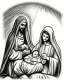 Placeholder: Mary Joseph jesus pencil sketch nativity scene