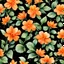 Placeholder: orange color green flower water color SEAMLESS PATTERN on black background