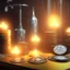 Placeholder: dynamic lighting, Intricately detailed, Splash screen art, deep color, Unreal Engine, volumetric lighting, silver coins, gold coins, silver treasure, stacked coins, indoors, study room, candle, altar, black table, sigil, shiny,