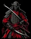 Placeholder: samurai with a katana, into an armor, red black colors,