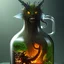 Placeholder: Demon trapped in glass bottle, liquid guts, intricate detail, Dryad, full body, creepy, horrifying, dreadful, sinister,