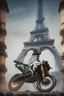 Placeholder: Moto suzuk6 al lado de la torre Eiffel