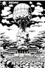 Placeholder: Hiroshima bomb, line arts, manga style