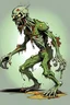 Placeholder: deformed zombie, full body, attack, profile ,in a comic book, gray background,