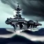 Placeholder: aircraft carrier in severe storm