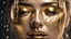 Placeholder: Woman, closed eyes, tears, mascara running, gold, high detail, high resolution, 8K