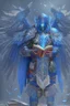 Placeholder: a person in runic armor with blue wings and spell book