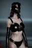 Placeholder: executioner in black leather, mature woman, skintight eye mask, busty, cleavage, evil, angry, bdsm, 8k,dark,