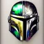 Placeholder: photorealistic the mandalorian helmet with multicolor painting, illustration by <agnes cecile> <Yoji Shinkawa>, ornate and intricate details , soft smooth lighting, concept art, black satin background,