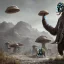 Placeholder: rustic art mammoth hunters aliens ufo