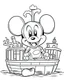 Placeholder: outline art for Mickey Mouse Steam Boat coloring page, Japanese manga style, cartoon style, cute face, white background sketch style, full body is a must, only use outline, clean line art, no shadow, bold outline