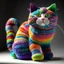 Placeholder: colourful crochet cat, realistic