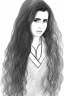 Placeholder: Pencil sketch of Young woman , nurse , Arab features,sad, long wavy hair, full body، on lined paper