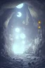 Placeholder: abstract, Moon like lamp in a dwarven mine underground, dungeon