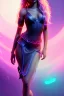 Placeholder: Shakira, artist, 30 years old, Realistic image, waist up portrait, etro style dress. Blonde, loose long hair, eyes make up, perfect, glow, circle iris. Neon colors, leds, geometric shapes. Dark background, photo studio, neon lights. Cyberpunk, concept art, smooth, unreal engine 5, god lights, ray tracing, RTX, lumen lighting, ultra detail, volumetric lighting, 3d, finely drawn, high definition, 4k.