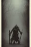 Placeholder: dark street creepy evil fog devil walking polaroid colours