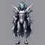 Placeholder: Logo silver skinned anime Dragman cyberpunk with dragon mask in his eyes full body