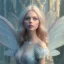 Placeholder: in front of a pink castle, a cheerful fairy, big smile, pink, blonde hair, beautiful, whole face, whole top hair head, wide open blue eyes, transparent wings onn the back, hyperrealism, masterpiece, expert, cinematic lighting, sharp focus, 8K, pastel, macro lens, woman, detailed, flower