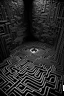 Placeholder: cold sparks art music, abyss, very simple maze, black and white