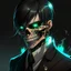 Placeholder: man, half-elf, young, noble, suit, skull mask covers half of the face, pale skin color
