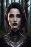 Placeholder: Beauty goth woman portrait , gothic, background forest, fine detail, atmospheric sharp focus, sharp edges, Broken Glass effect, stunning, breathtaking beauty, Volumetric light, reflects detailed masterpiece, 8k resolution, dark fantasy concept hyperdetailed, intricately detailed, deep color, Unreal Engine and have a mustache